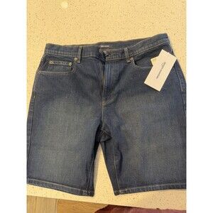 Amazon Essentials Men's Denim Shorts Dark Midnight Wash Stretch Zip Pockets